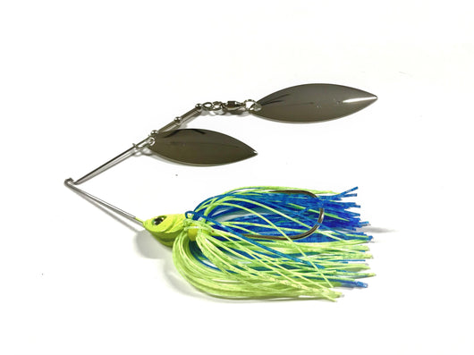 Chartreuse/Blue Spinnerbait Double Willow/Nickle